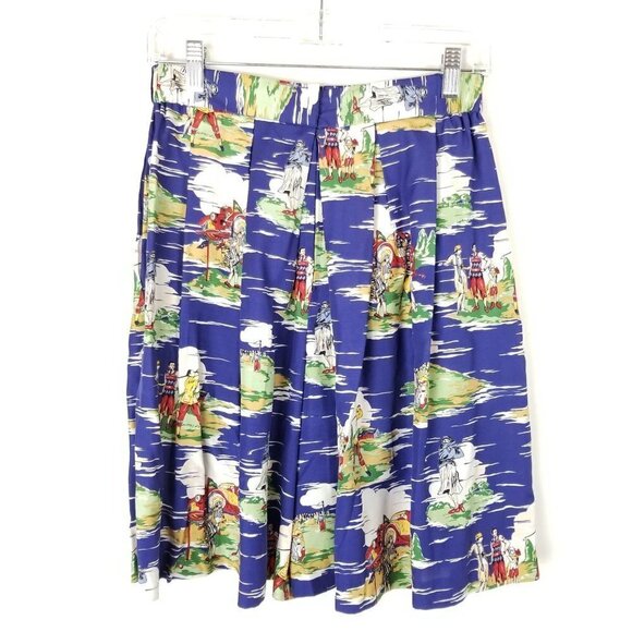 Marisa Christina 8 Pleated Wide leg shorts golf scene back zip High rise - Picture 1 of 9